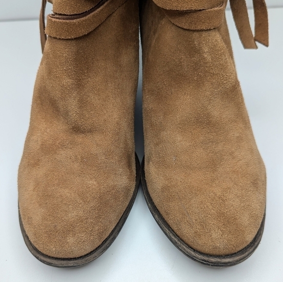 Sole Society Maren tan suede leather ankle boots heeled pull on women's size 11 - Picture 4 of 8
